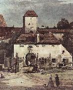 Bernardo Bellotto, Ansicht von Pirna, Pirna von der Sudseite aus gesehen, mit Befestigungsanlagen und Obertor (Stadttor) sowie Festung Sonnenstein